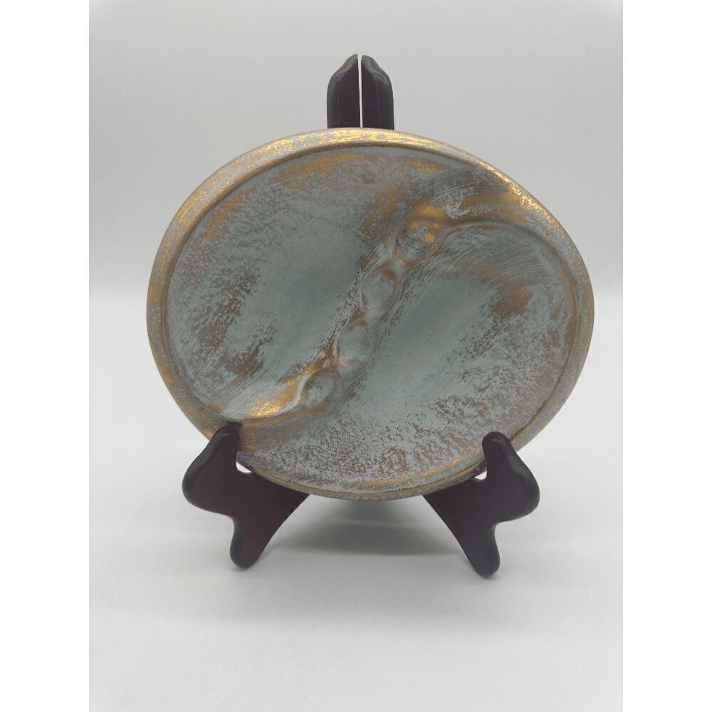 Stangl Pottery Ashtray Four Rests 8” Bronze Aqua Vintage Dish